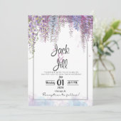 Paarse en blauwe Wisteria bruiloft uitnodigen Kaart (Staand voorkant)