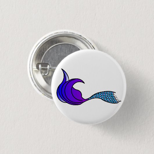 Paarse en blauwe zeemeermin op een knop ronde button 3,2 cm (Voorkant /achterkant)
