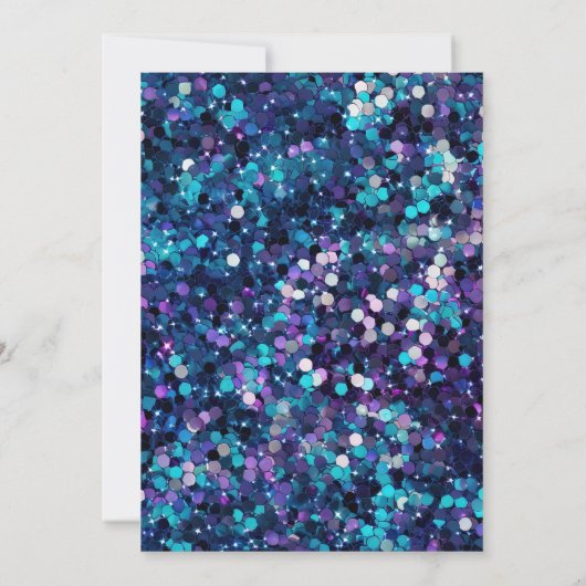 Paarse en Blauwe Zeemeermin Sequins Lijst Verjaard Kaart (Achterkant)