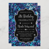 Paarse en Blauwe Zeemeermin Sequins Lijst Verjaard Kaart (Voorkant / Achterkant)