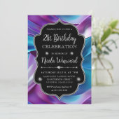 Paarse en Blauwe Zeemeermin Silk Lijst Verjaardag Kaart (Staand voorkant)