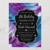 Paarse en Blauwe Zeemeermin Silk Lijst Verjaardag Kaart (Voorkant / Achterkant)