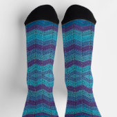 Paarse en blauwe Zig Zag Crochet Socks Sokken (Top)