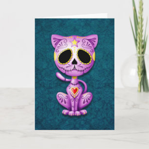 Paarse en blauwe Zombie Sugar Kitten Kaart