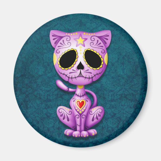 Paarse en blauwe Zombie Sugar Kitten Magneet (Voorkant)