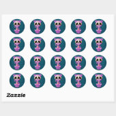 Paarse en blauwe Zombie Sugar Kitten Ronde Sticker (Vel)