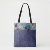 Paarse en blauwe zwammen en denim tote bag (Voorkant)
