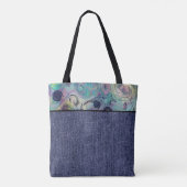 Paarse en blauwe zwammen en denim tote bag (Achterkant)