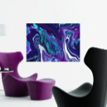 Paarse en Blauwgroen Abstracte digitale rondleidin Canvas Afdruk<br><div class="desc">Abstracte,  vloeiende kunst in de vorm van een schilderij in kleur in blauw,  paars,  blauwgroen en turkooizen.</div>
