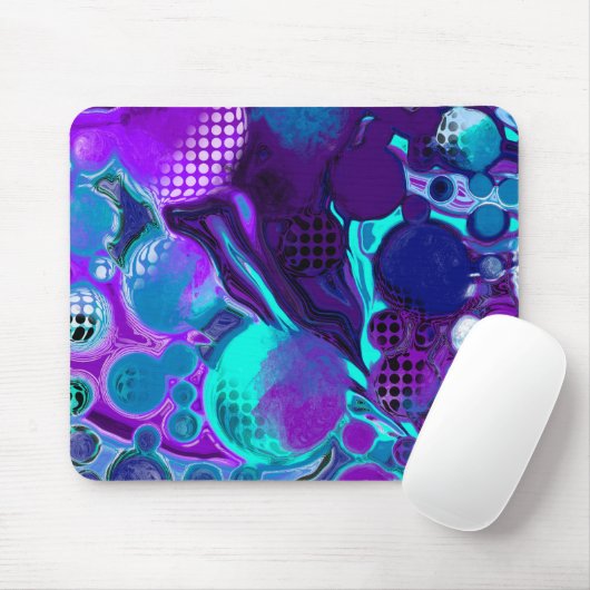 Paarse en Blauwgroen Abstracte digitale rondleidin Muismat (Met muis)