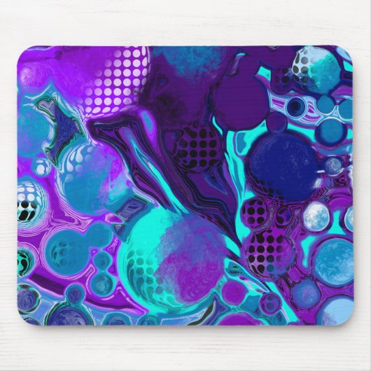 Paarse en Blauwgroen Abstracte digitale rondleidin Muismat (Voorkant)