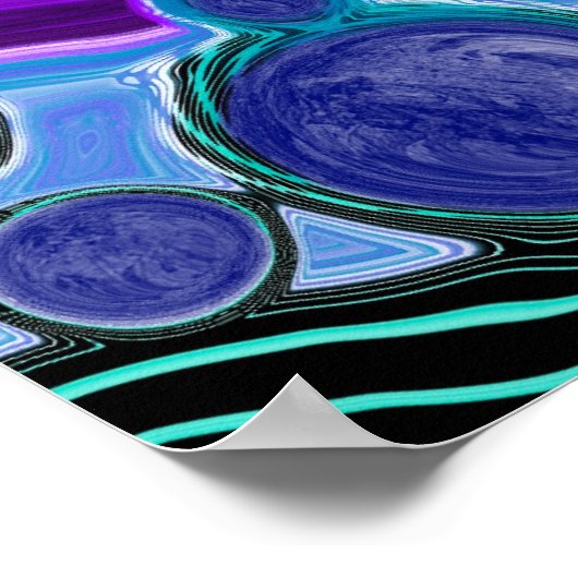 Paarse en Blauwgroen Abstracte digitale rondleidin Poster (Hoek)