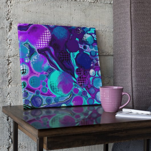 Paarse en Blauwgroen Abstracte digitale rondleidin Poster