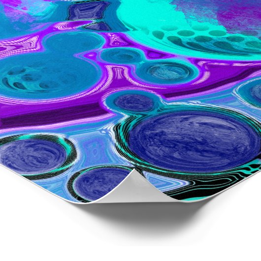 Paarse en Blauwgroen Abstracte digitale rondleidin Poster (Hoek)