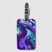 Paarse en Blauwgroen Abstracte Fluid Art Bagagelabel (Voorkant (verticaal))