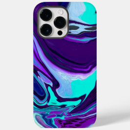 Paarse en Blauwgroen Abstracte Fluid Art Case-Mate iPhone 14 Pro Max Hoesje