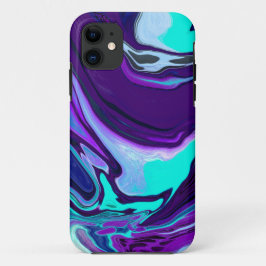 Paarse en Blauwgroen Abstracte Fluid Art Case-Mate iPhone Case