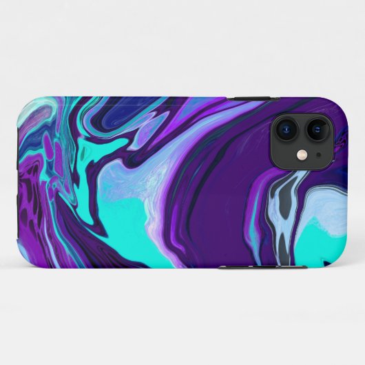 Paarse en Blauwgroen Abstracte Fluid Art Case-Mate iPhone Case (Achterkant (horizontaal))