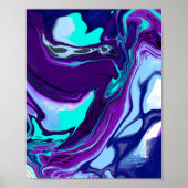 Paarse en Blauwgroen Abstracte Fluid Art Poster (Voorkant)