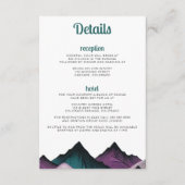 Paarse en Blauwgroen bergen bruiloft Informatiekaartje (Voorkant)