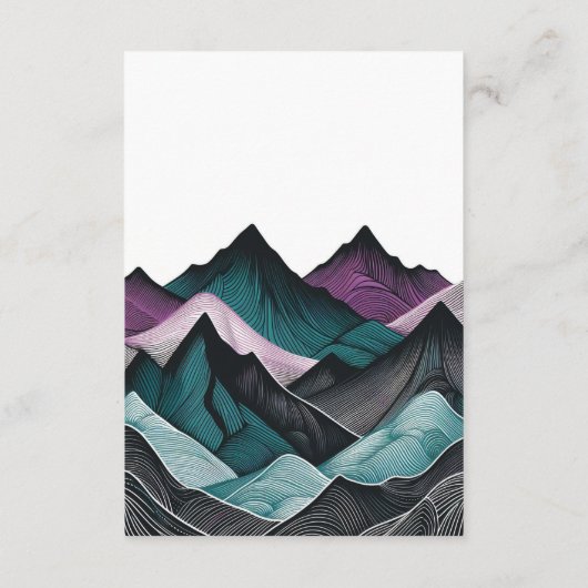 Paarse en Blauwgroen bergen bruiloft Informatiekaartje (Achterkant)