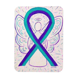 Paarse en Blauwgroen bewustwording Ribbon Angel Ma Magneet
