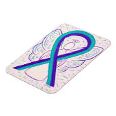 Paarse en Blauwgroen bewustwording Ribbon Angel Ma Magneet (Linkerzijde)