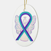 Paarse en Blauwgroen bewustwording Ribbon Angel Or Keramisch Ornament (Links)