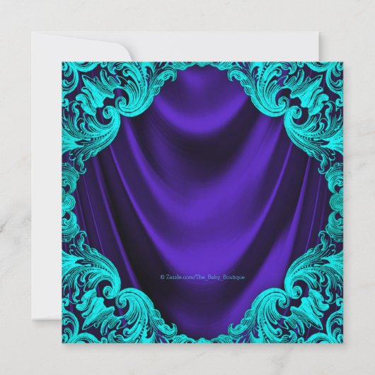 Paarse en Blauwgroen blauwe Baby shower Kaart (Achterkant)