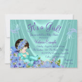 Paarse en Blauwgroen blauwe Baby shower Kaart (Voorkant)