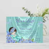 Paarse en Blauwgroen blauwe Baby shower Kaart (Staand voorkant)