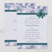 Paarse en Blauwgroen blauwe bloem - uitnodiging to (Voorkant / Achterkant)