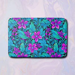  Paarse en Blauwgroen Blauwe Bloemen Badmat
