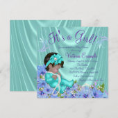 Paarse en Blauwgroen Blauwe Bloemen Etnisch Baby s Kaart (Voorkant / Achterkant)