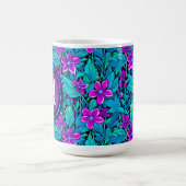  Paarse en Blauwgroen Blauwe Bloemen Gepersonalise Koffiemok (Center)