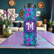  Paarse en Blauwgroen Blauwe Bloemen Gepersonalise