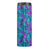 Paarse en Blauwgroen Blauwe Bloemen Gepersonalise Thermosbeker (Achterkant)