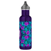 Paarse en Blauwgroen Blauwe Bloemen Gepersonalise Waterfles (Rechts)