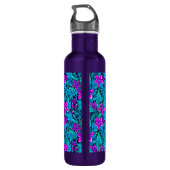 Paarse en Blauwgroen Blauwe Bloemen Gepersonalise Waterfles (Achterkant)