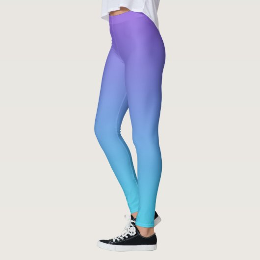 Paarse en Blauwgroen blauwe ombre Leggings (Links)