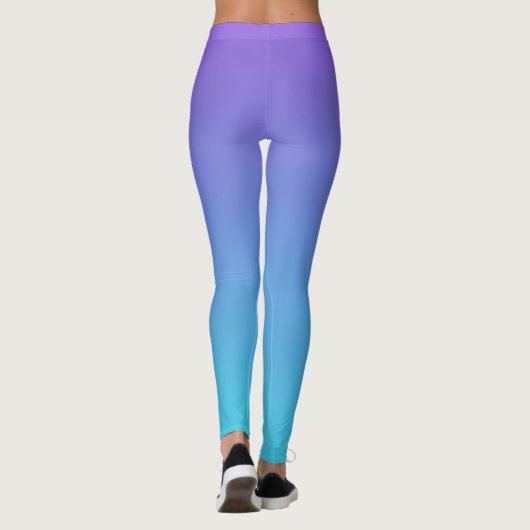 Paarse en Blauwgroen blauwe ombre Leggings (Achterkant)