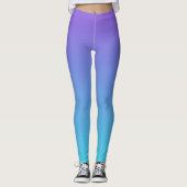 Paarse en Blauwgroen blauwe ombre Leggings (Voorkant)
