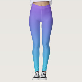 Paarse en Blauwgroen blauwe ombre Leggings