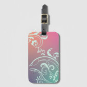 Paarse en Blauwgroen Bloemen Bagagelabel (Voorkant (verticaal))