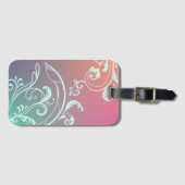 Paarse en Blauwgroen Bloemen Bagagelabel (Voorkant (horizontaal))