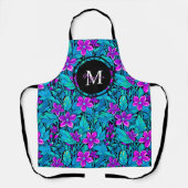 Paarse en Blauwgroen bloemen en bladeren gepersona Schort (Voorkant)