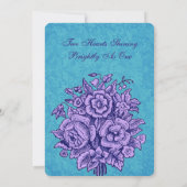 Paarse en Blauwgroen bloemen Wedding V33 Kaart (Achterkant)