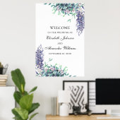 Paarse en blauwgroen bloemen. Welkomstbord voor br Poster (Thuiskantoor)