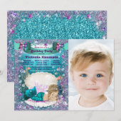 Paarse en Blauwgroen Blonde Zeemeermin Verjaardags Kaart (Voorkant / Achterkant)