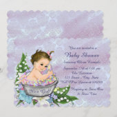 Paarse en Blauwgroen Blue Baby Bath Baby shower Kaart (Voorkant / Achterkant)